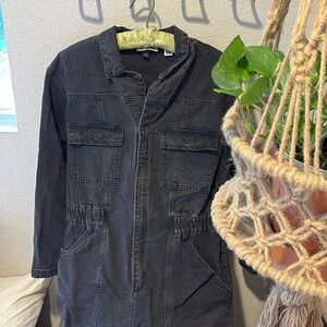 Universal thread black denim zip up coverall • Size 14